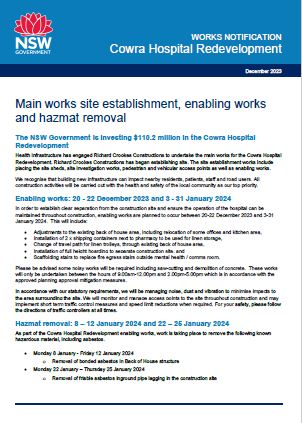 21 December 2023 - Main works site establishment and hazmat