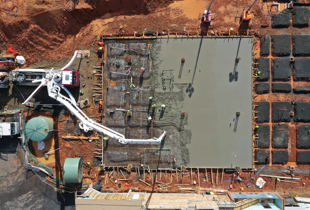 First major concrete pour